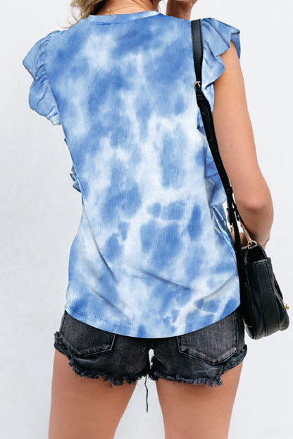 T-shirt à manches courtes et volants imprimés