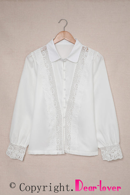 Chemise boutonnée à épissure de dentelle