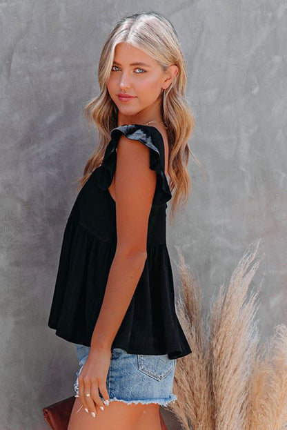 Haut babydoll kaki à épaules flottantes