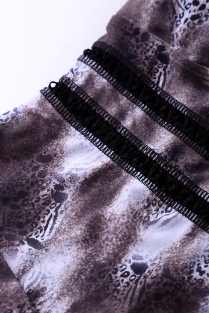 Maillot de bain une pièce plongeant à imprimé floral et treillis 