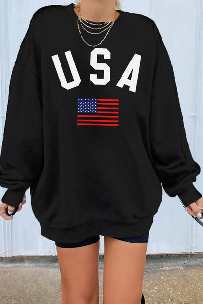 Dark Blue Oversized Solid Drop Shoulder Sweatshirt
