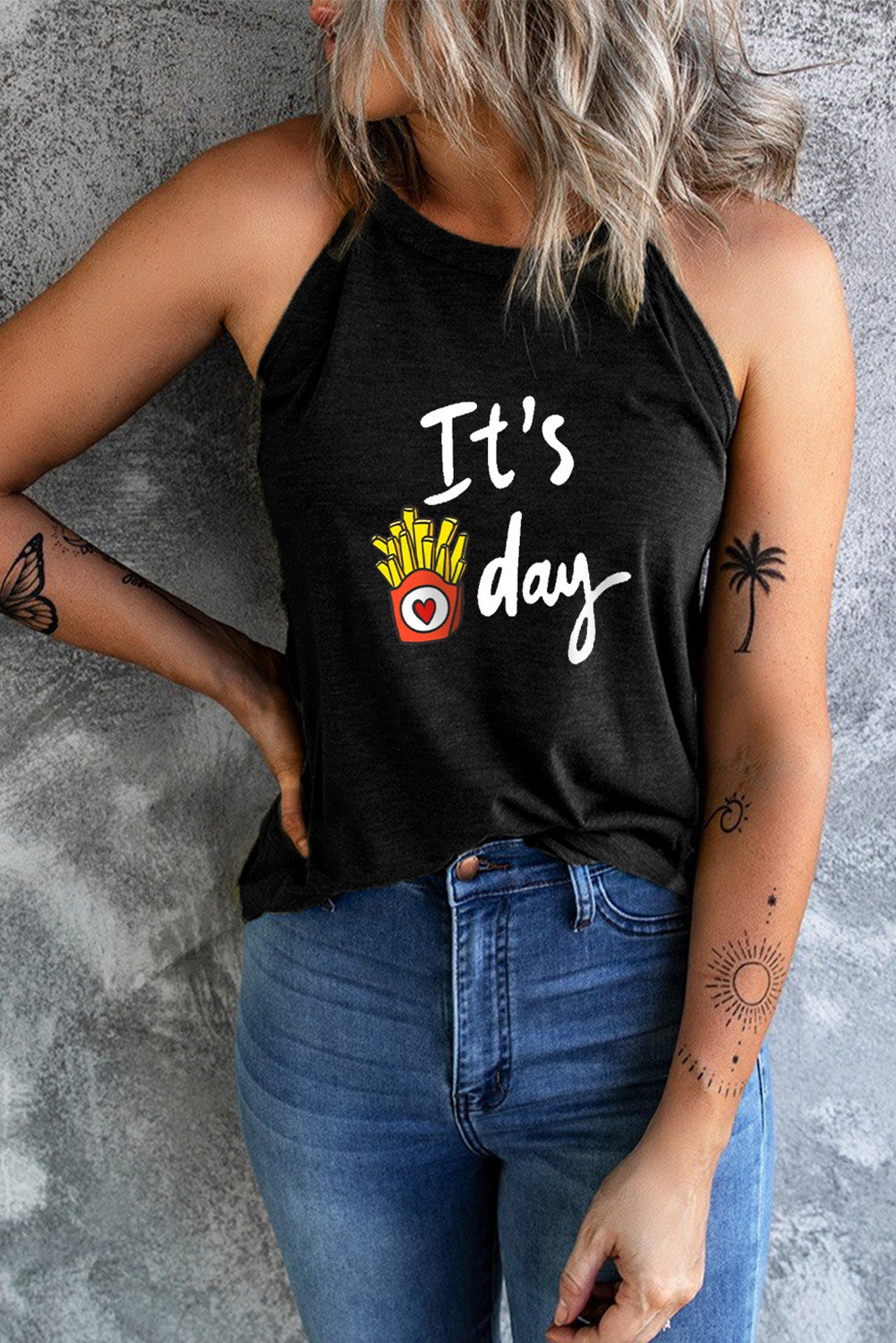 Solid Color Crew Neck Tank Top