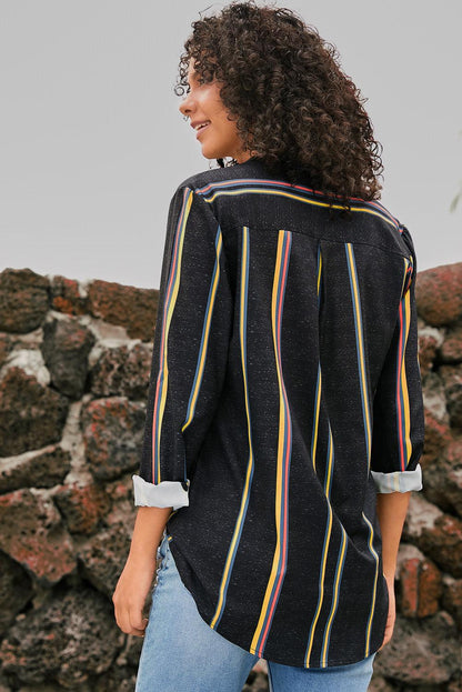 Blue Striped Modern Women Shirt - HannaBanna Clothing