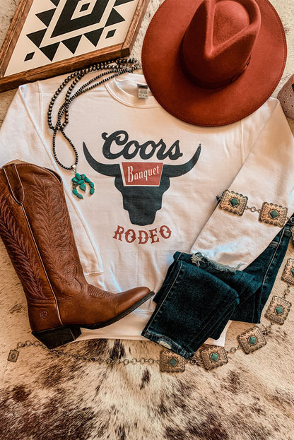 COWBOY take me away Graphic White Sweatshirt