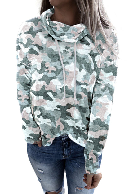 Grey Blue Camo Drawstring Sweatshirt