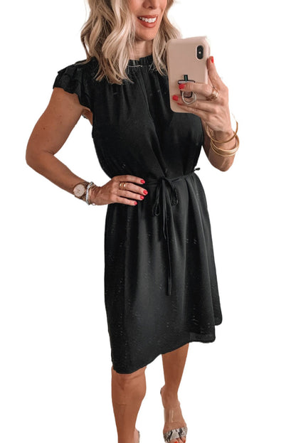 Ruffled Sleeves Shift Dress