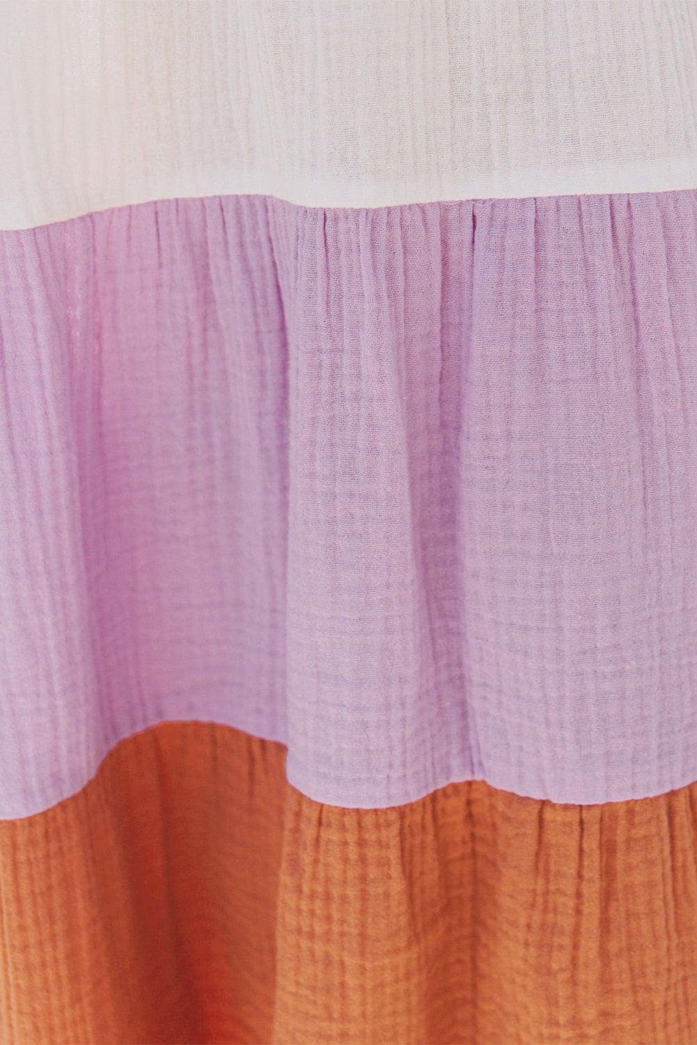 Multicolor Square Neck Triple Color Block Tiered Babydoll Dress