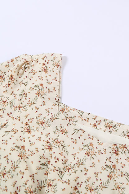 Graceful Elastic Waist Ruffled Floral Dress