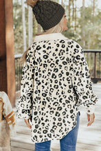 Collared Neckline Flap Pockets Leopard Corduroy Jacket