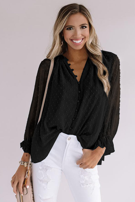 Camisa de lunares suizos con botones sueltos