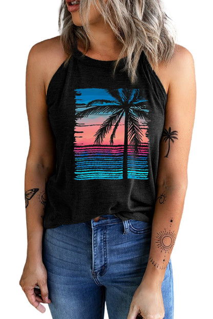 Solid Color Crew Neck Tank Top