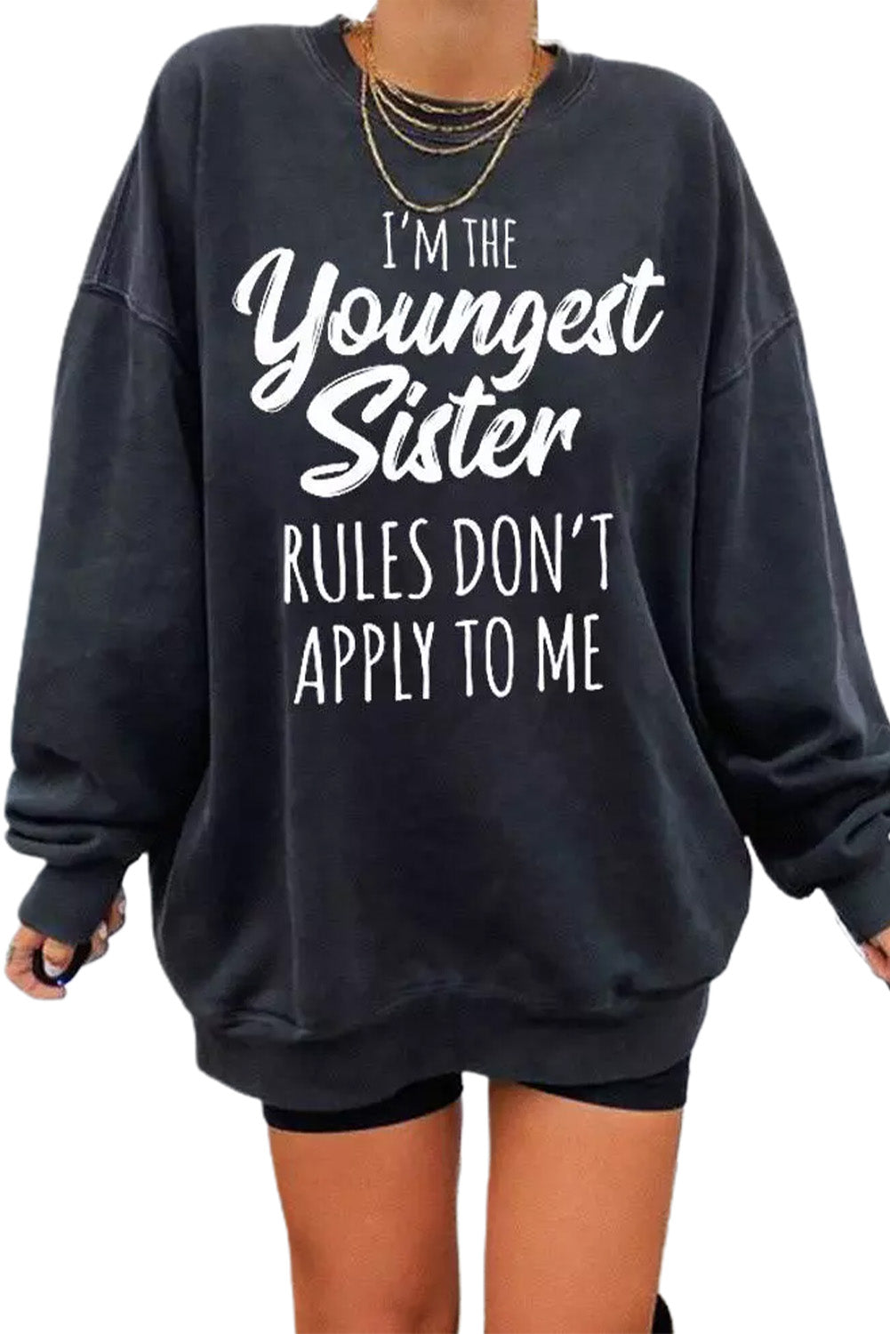 Dark Blue Oversized Solid Drop Shoulder Sweatshirt