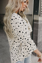 Dotted Print Bell Sleeve Top