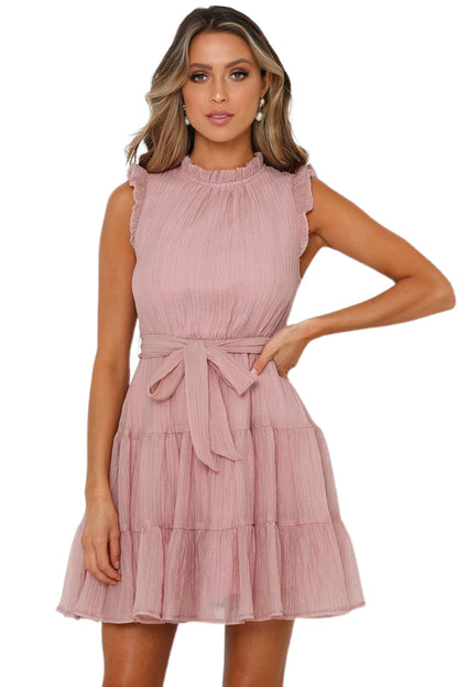 Robe en tulle à volants et col sans manches