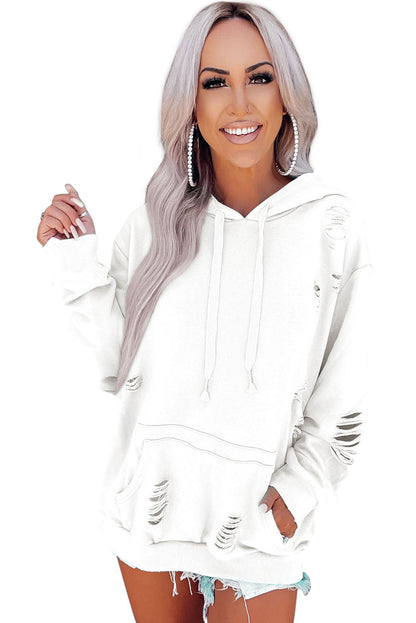 Sweat à capuche à cordon de serrage usé et usé