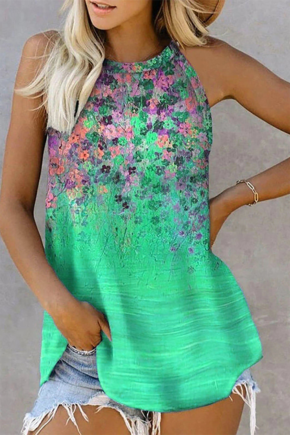 Débardeur à imprimé floral et col licou 