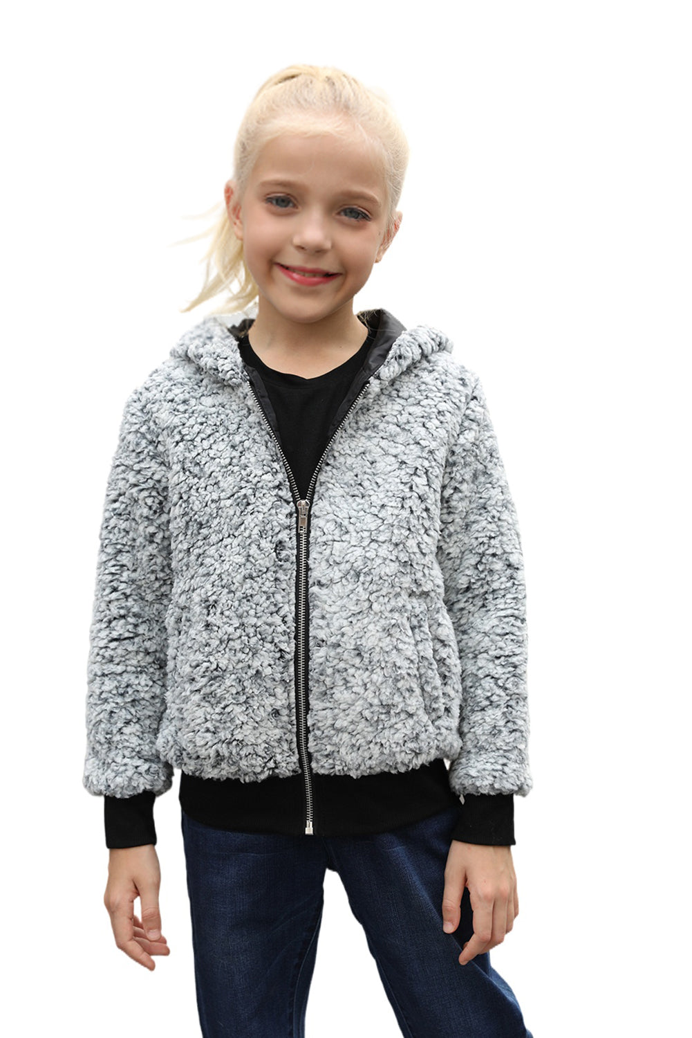 Girls' Faux Fur Bomber Jacket