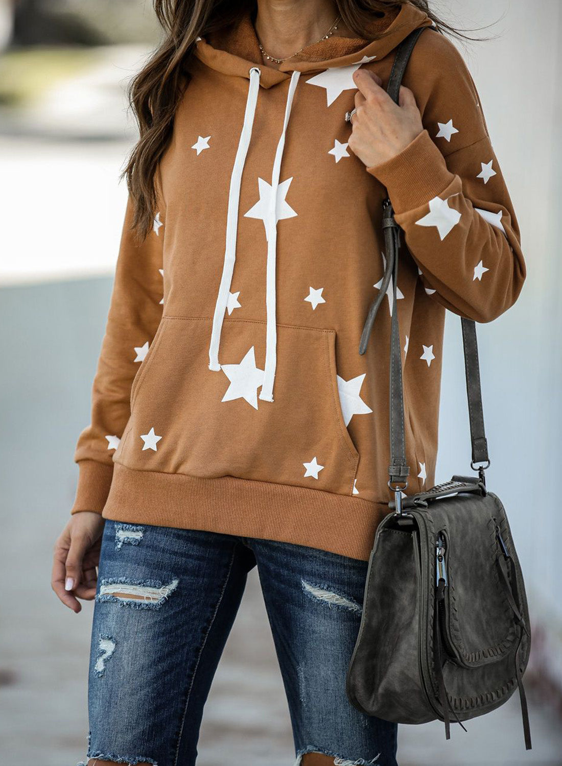 Sudadera de mezcla de algodón con capucha y estrellas