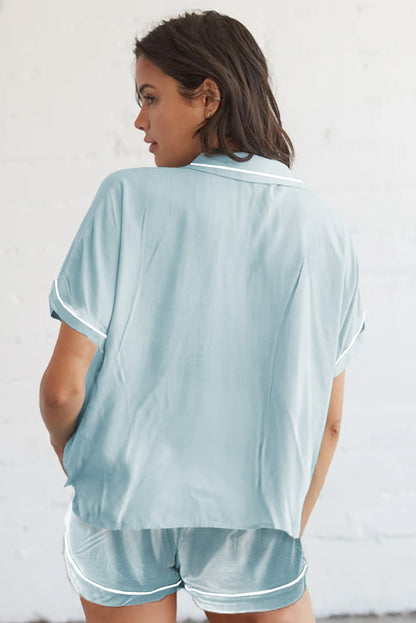 Ensemble pyjama chemise à manches courtes boutonnée et short