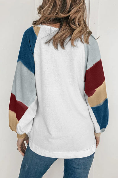 Camisetas holgadas de manga farol con bloque de color