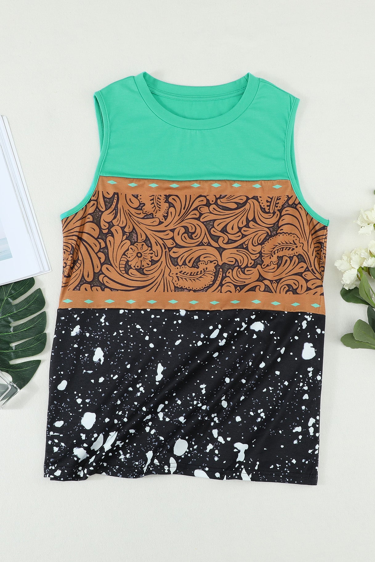 Camiseta tie-dye Buckstitch Green Color-block