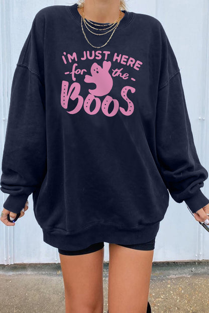 Dark Blue Oversized Solid Drop Shoulder Sweatshirt