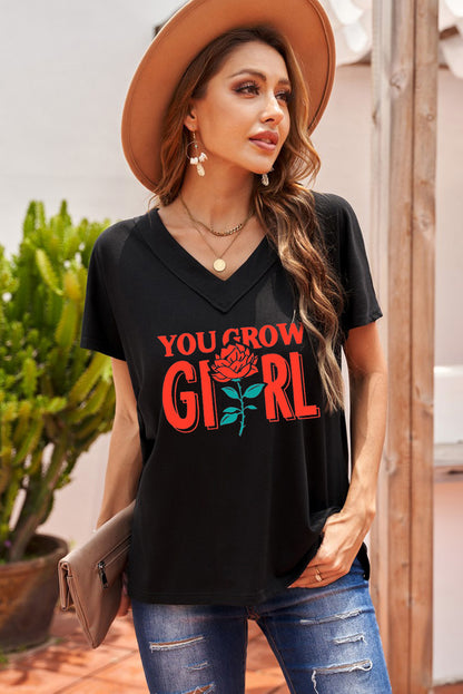 Haut oversize à manches courtes et col en V en mélange de coton délavé minéral 