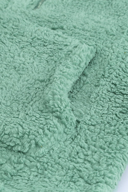 Sweat-shirt à capuche zippé 1/4 en sherpa avec kangourou