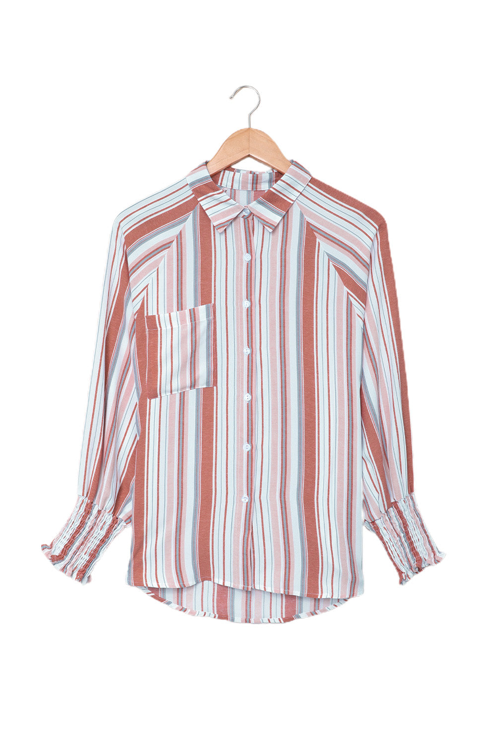 Chemise boutonnée rayée à poches et fentes 