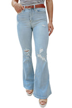 Wash Distressed Flare Jeans