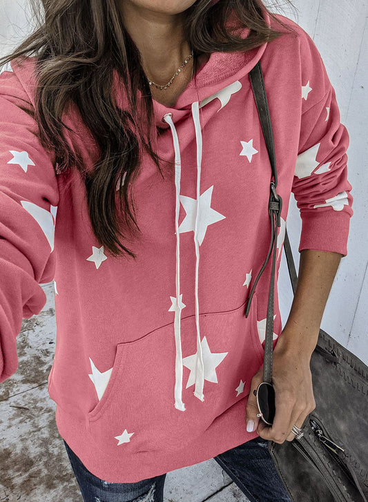 Hooded Cotton Blend Star Sweatshirt