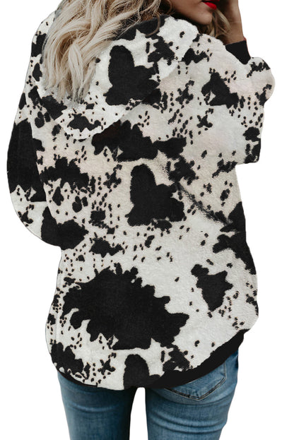 Camo Print Warm Furry Pullover Hoodie