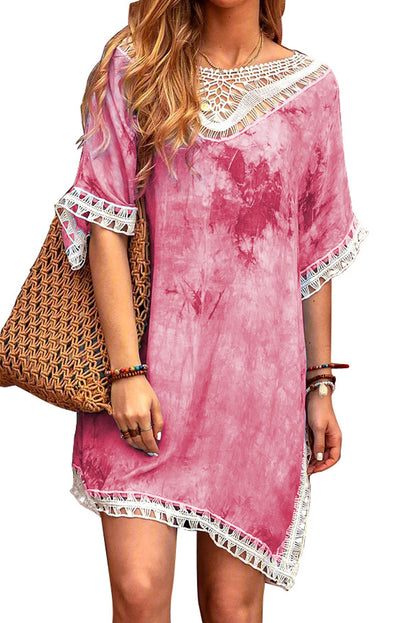 Vestido de playa teñido anudado a crochet 