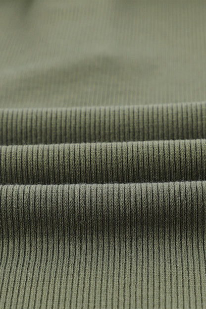 U Neck Button Knit Long Sleeve Top