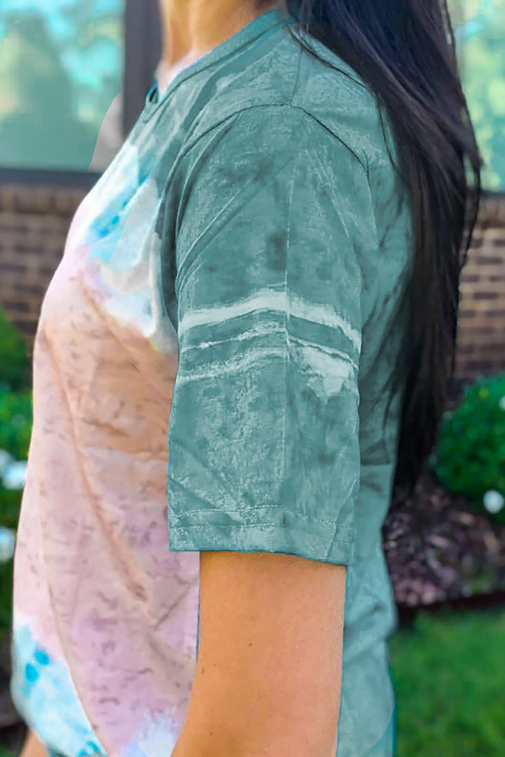 Camiseta con estampado de bloques de color teñido anudado