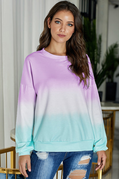 Color Block Tie Dye Pullover Sweatshirt