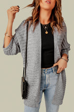Ribbed Open Front Knit Cardigan