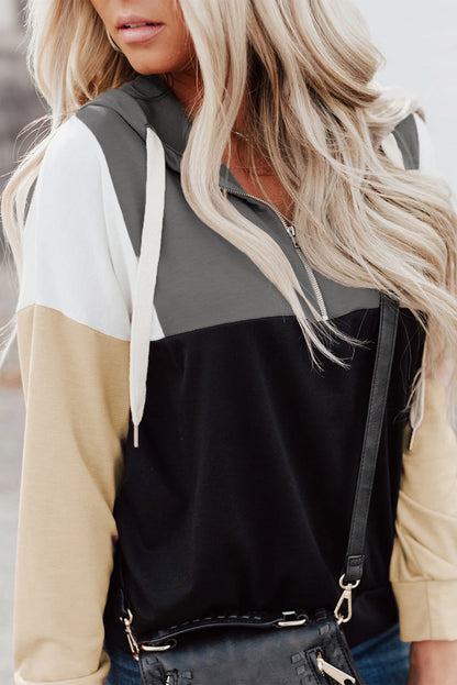 Sweat à capuche zippé colorblock