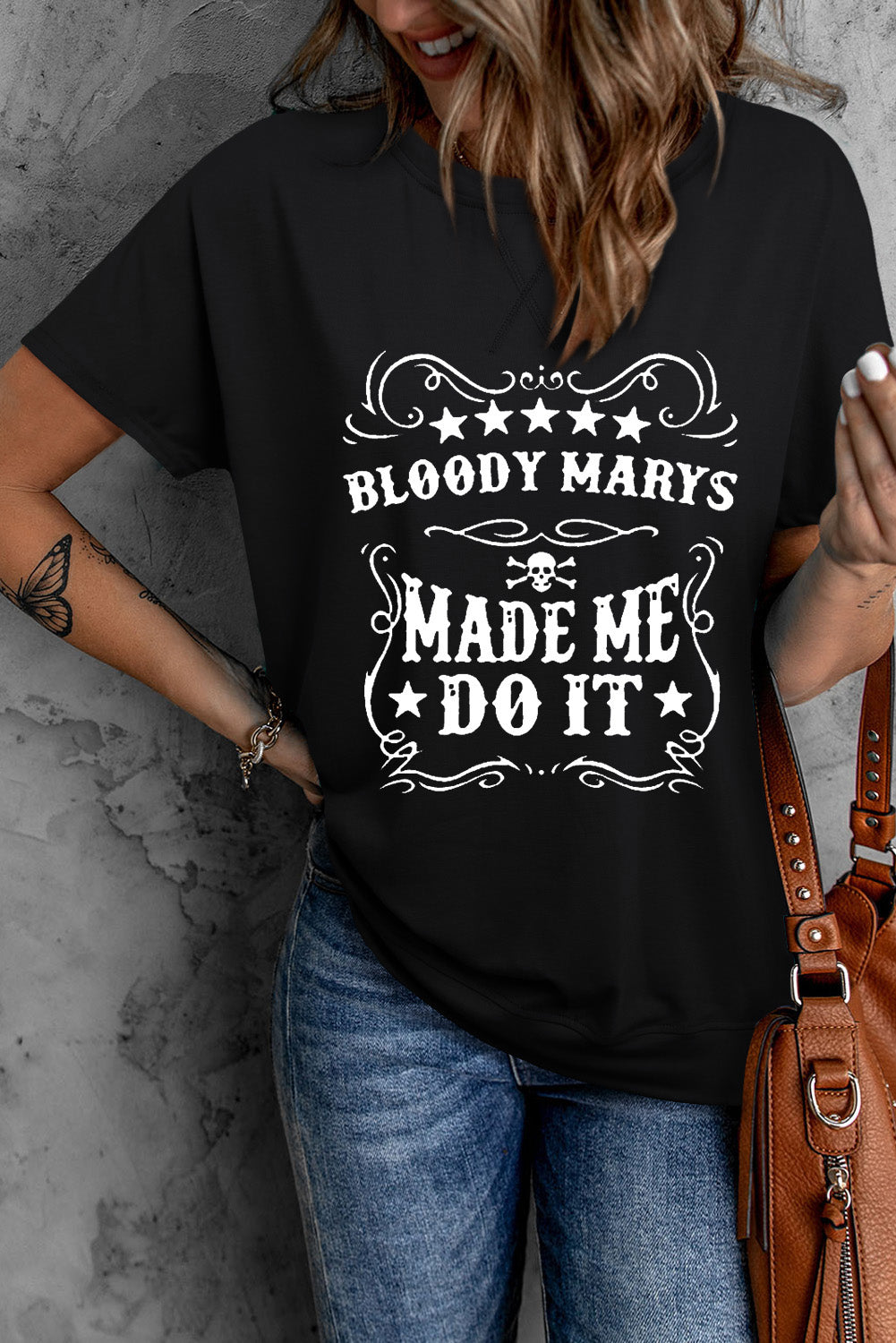 T-shirt uni à manches courtes et col rond 