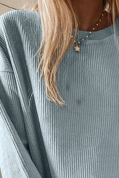 Sweat-shirt oversize côtelé à col ras du cou 