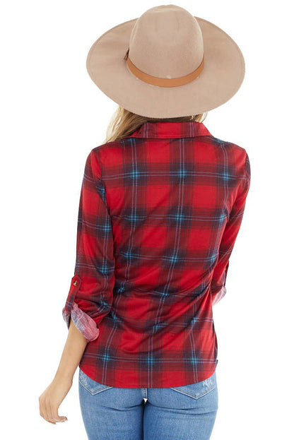 Plaid Button Shirt with Pockets