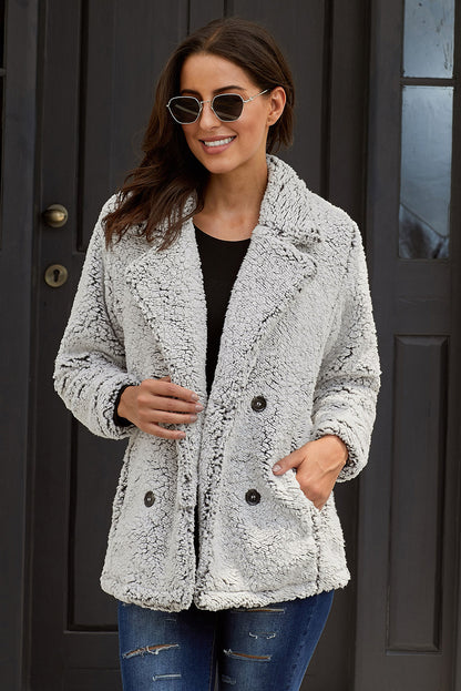 Chaqueta de felpa con solapa cruzada 