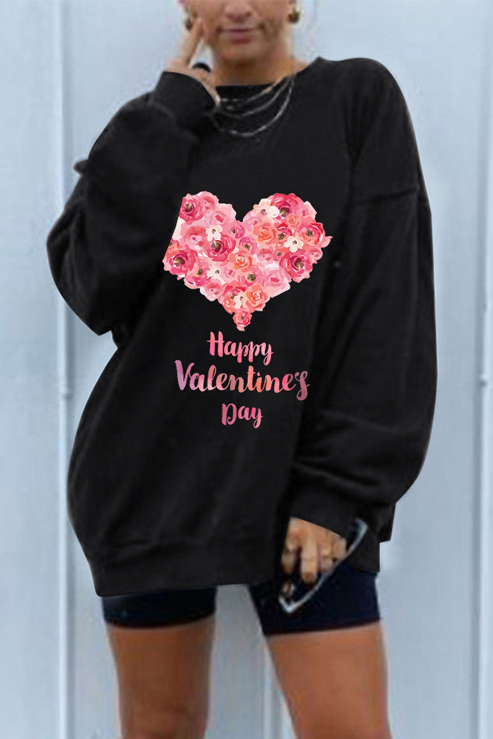 Dark Blue Oversized Solid Drop Shoulder Sweatshirt