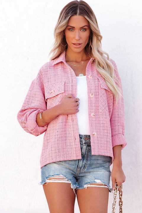 Plaid Tweed Button Up Shacket