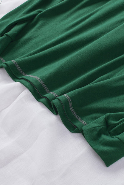 Top de manga raglán con bloque de color caqui