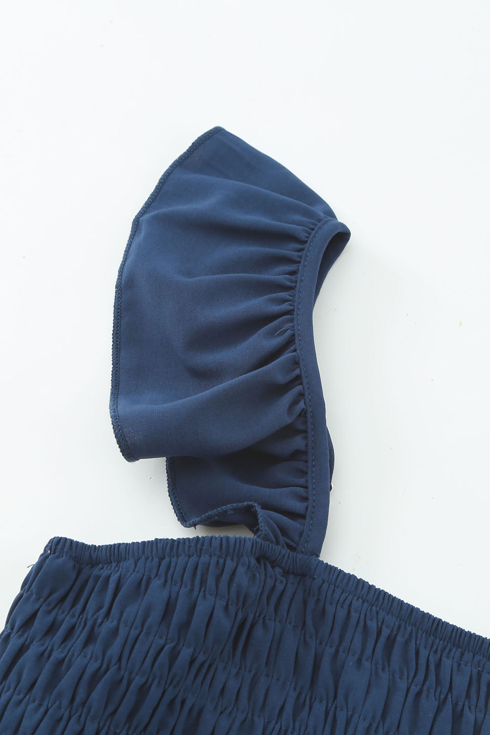 Mono largo de pernera ancha con fruncido y manga alborotada