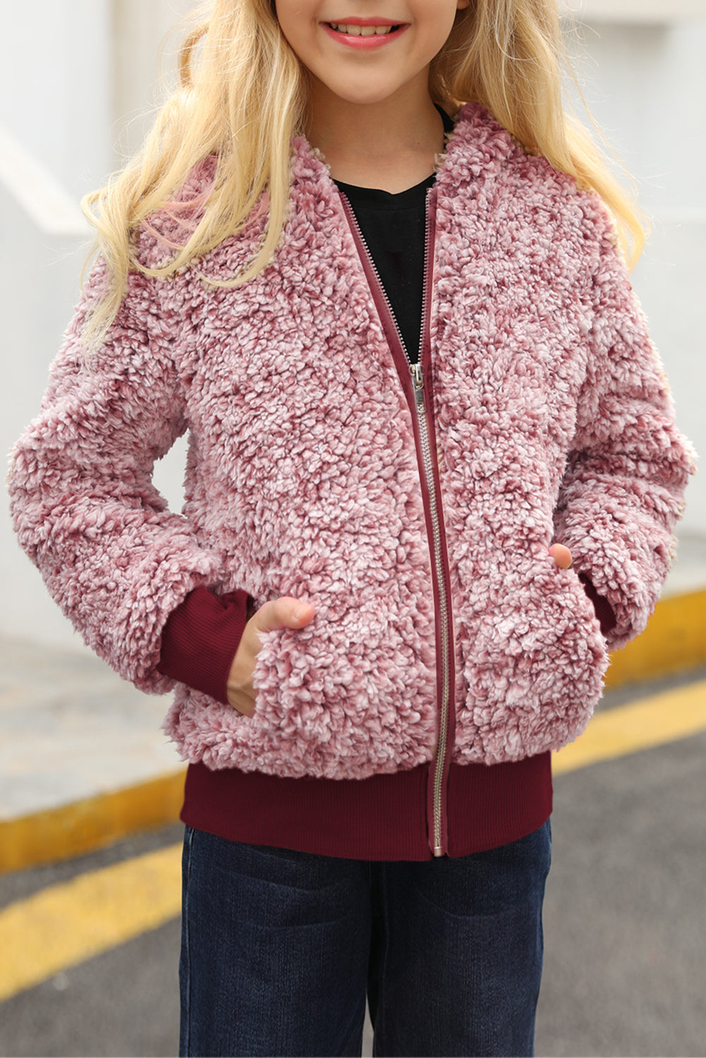 Girls' Faux Fur Bomber Jacket