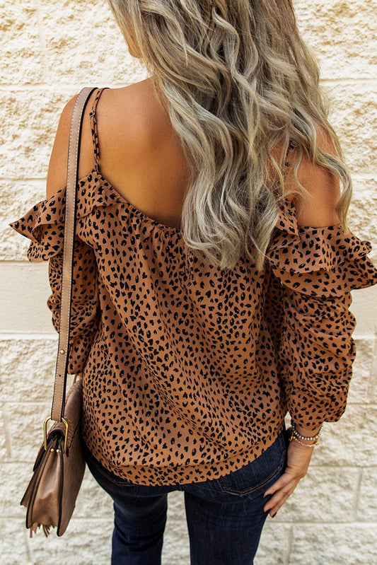 Top de manga larga con volantes y correa de espagueti