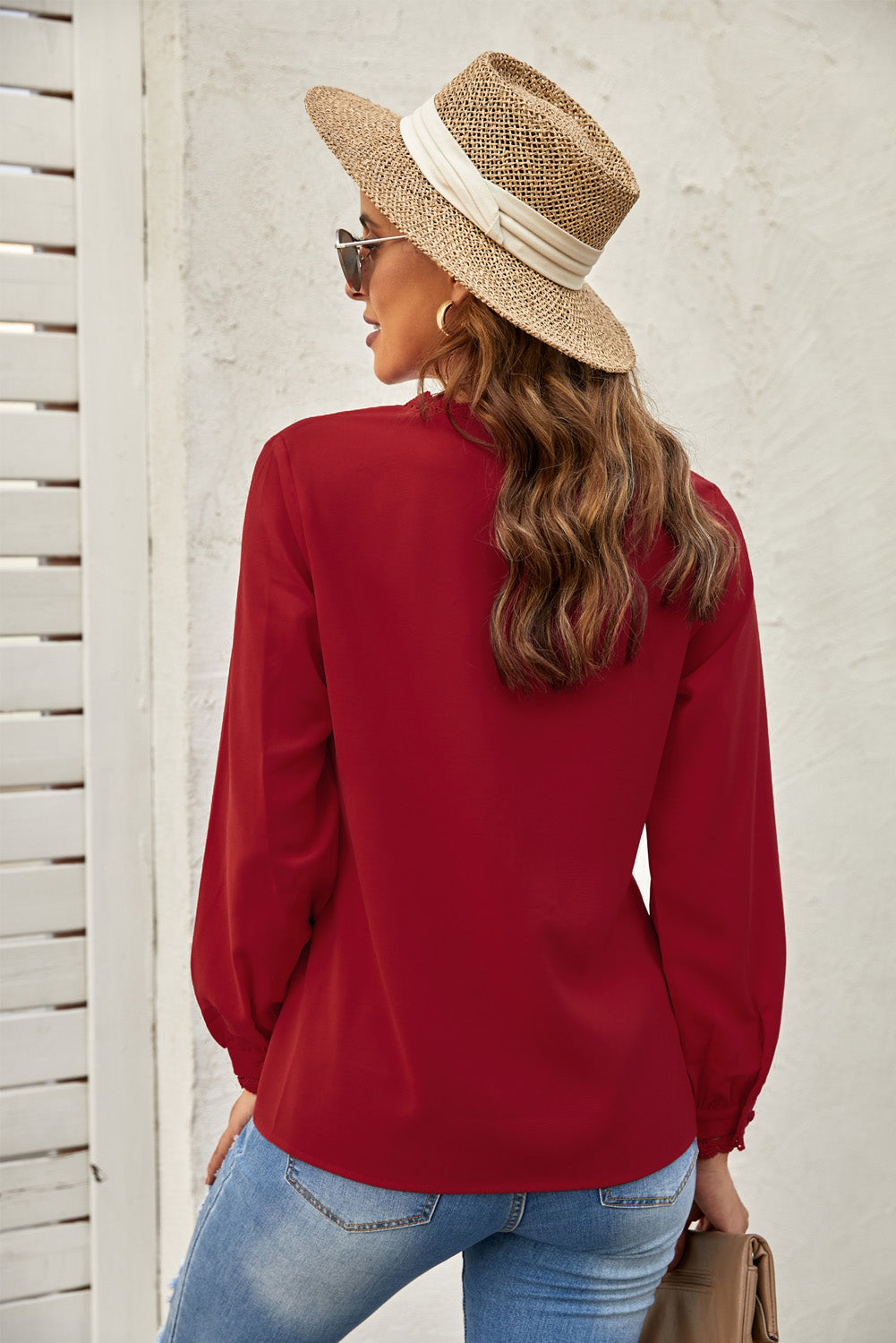 Lace Crochet Buttoned Long Sleeve Shirt