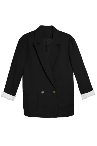 Buttoned Lapel Collar Blazer with Pocket